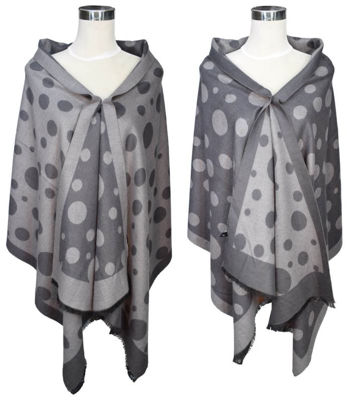 Scarf Shawl Viscos fleecy Points Dark Grey Light Grey